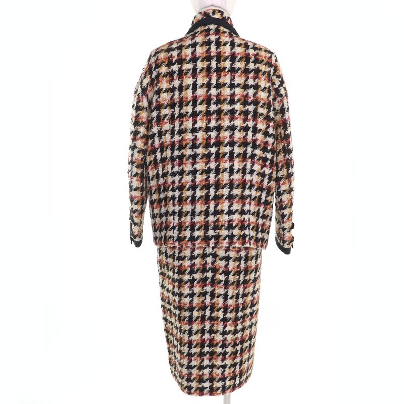 CHANEL Vintage 100% Wool 90's Coin Button Checkered Jacket Dress