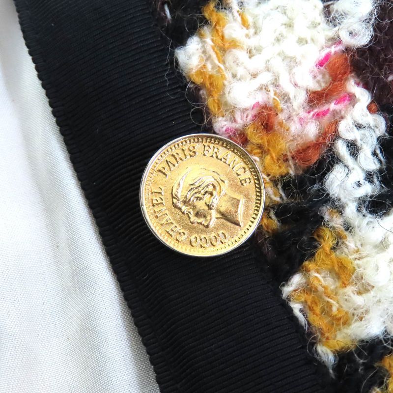 CHANEL Vintage 100% Wool 90's Coin Button Checkered Jacket Dress