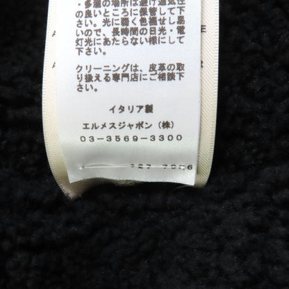 Hermes 22AW Real Lamb Fur Zip Up Mouton Jacket Navy Black 34 Garmented Made In