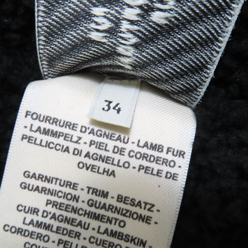 Hermes 22AW Real Lamb Fur Zip Up Mouton Jacket Navy Black 34 Garmented Made In