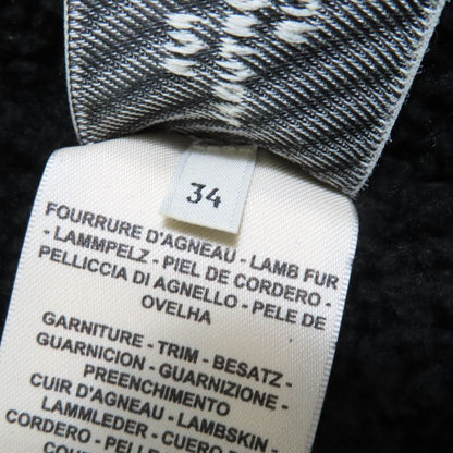 Hermes 22AW Real Lamb Fur Zip Up Mouton Jacket Navy Black 34 Garmented Made In