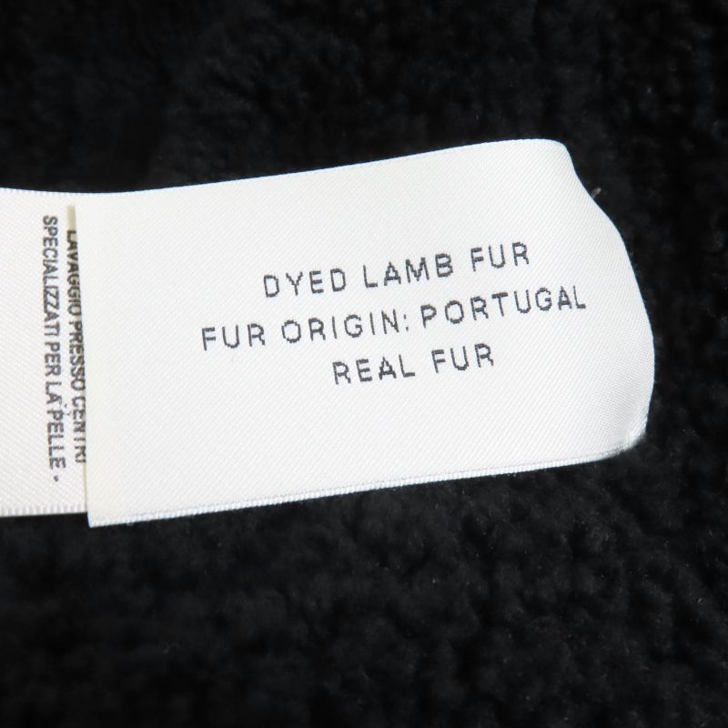 Hermes 22AW Real Lamb Fur Zip Up Mouton Jacket Navy Black 34 Garmented Made In