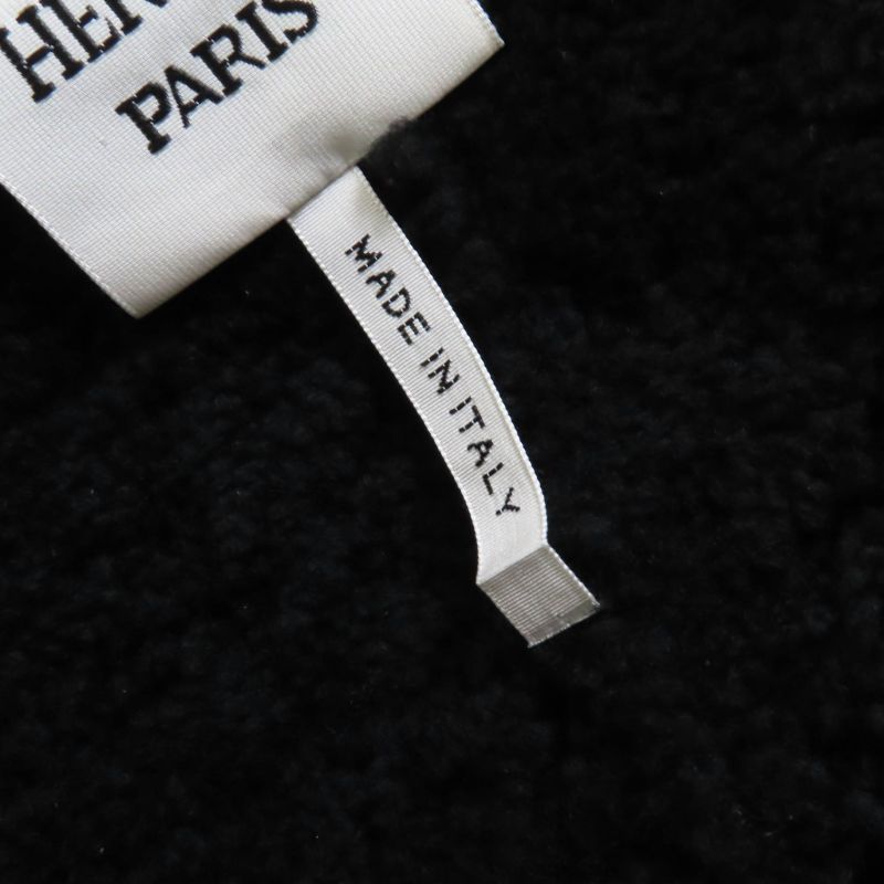 Hermes 22AW Real Lamb Fur Zip Up Mouton Jacket Navy Black 34 Garmented Made In