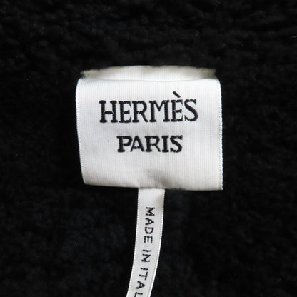 Hermes 22AW Real Lamb Fur Zip Up Mouton Jacket Navy Black 34 Garmented Made In