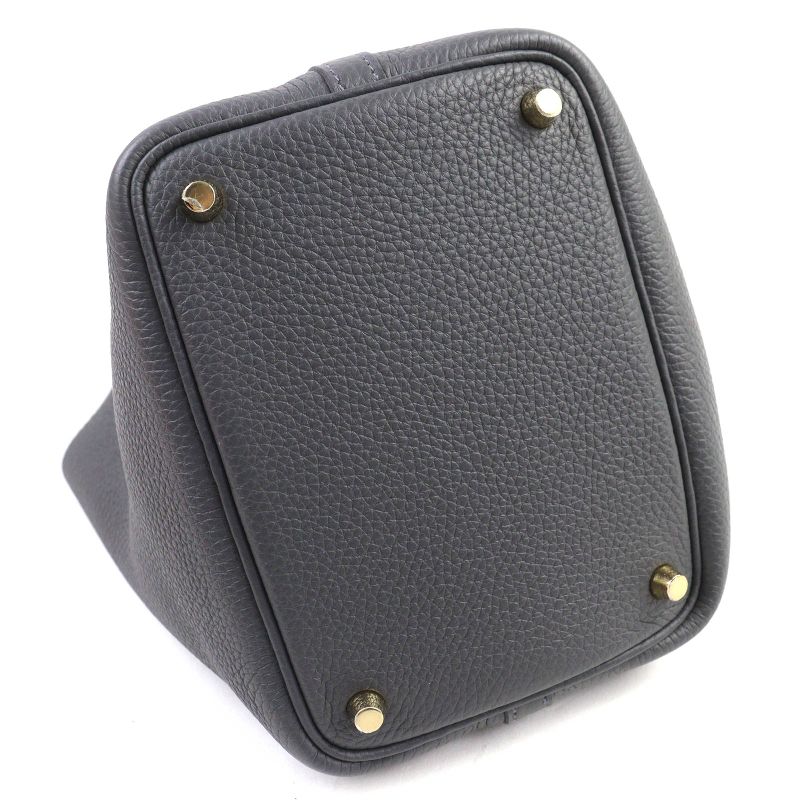 Hermes Picotin Lock PM Taurillon Clemence Ardoise Gold Hardware Handbag