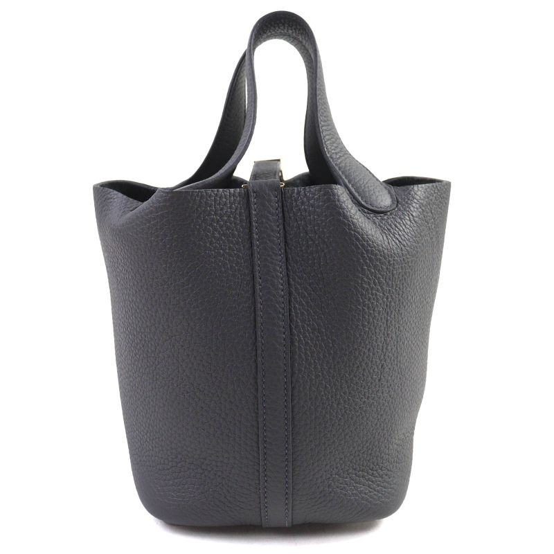 Hermes Picotin Lock PM Taurillon Clemence Ardoise Gold Hardware Handbag