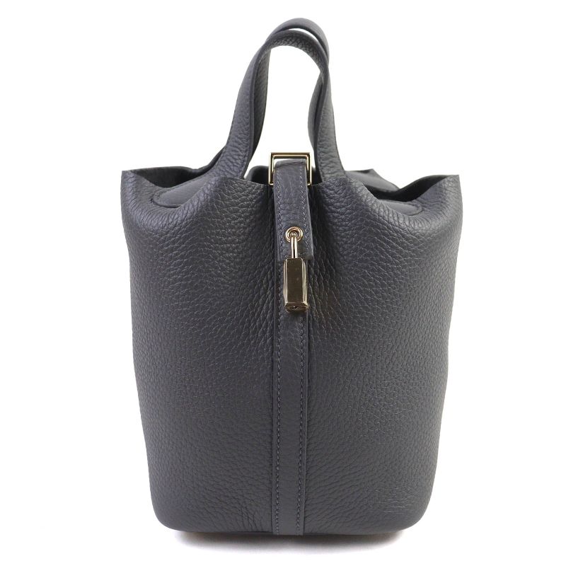 Hermes Picotin Lock PM Taurillon Clemence Ardoise Gold Hardware Handbag