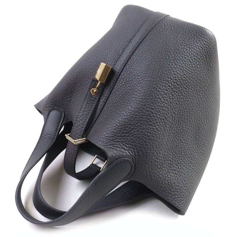 Hermes Picotin Lock PM Taurillon Clemence Ardoise Gold Hardware Handbag