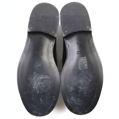 Gucci 700036 Metal Logo Leather Loafers Shoes Black Gold Hardware 37.5 With