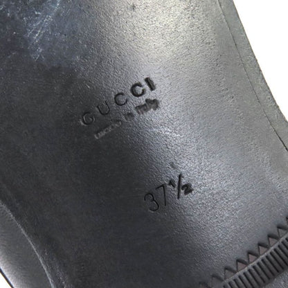 Gucci 700036 Metal Logo Leather Loafers Shoes Black Gold Hardware 37.5 With