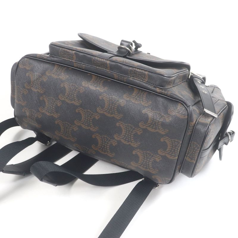 Celine 11181 Coated Canvas Triomphe Allover Backpack Sac Daypack Black Brown