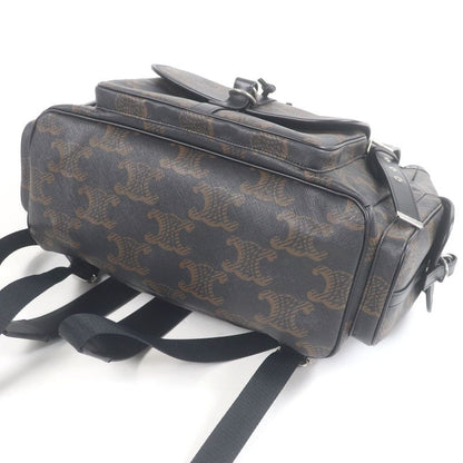Celine 11181 Coated Canvas Triomphe Allover Backpack Sac Daypack Black Brown