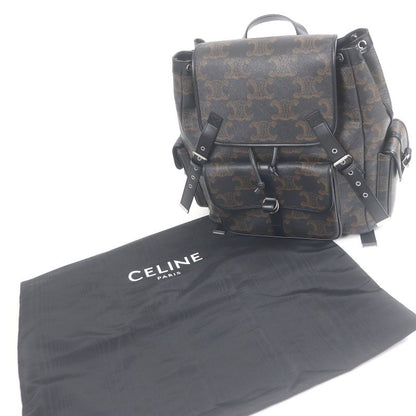 Celine 11181 Coated Canvas Triomphe Allover Backpack Sac Daypack Black Brown