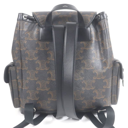 Celine 11181 Coated Canvas Triomphe Allover Backpack Sac Daypack Black Brown