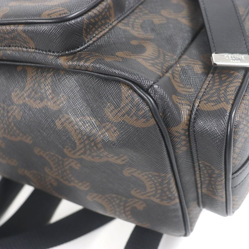 Celine 11181 Coated Canvas Triomphe Allover Backpack Sac Daypack Black Brown