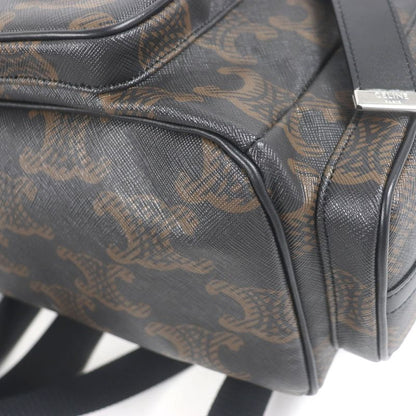 Celine 11181 Coated Canvas Triomphe Allover Backpack Sac Daypack Black Brown