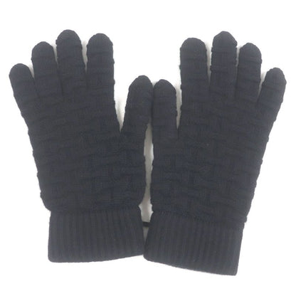 Hermes 100% Cashmere H Logo Motif Allover Knit Gloves Gloves Black L With Box