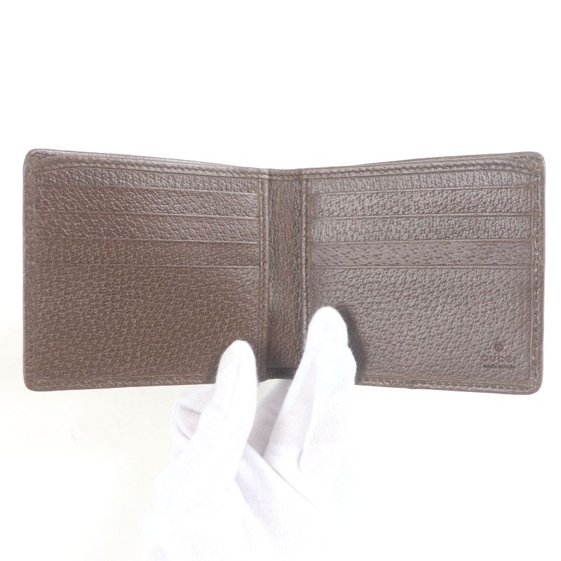 Gucci 699308 Canvas Leather Jumbo GG Compact Wallet Bifold Wallet Brown With