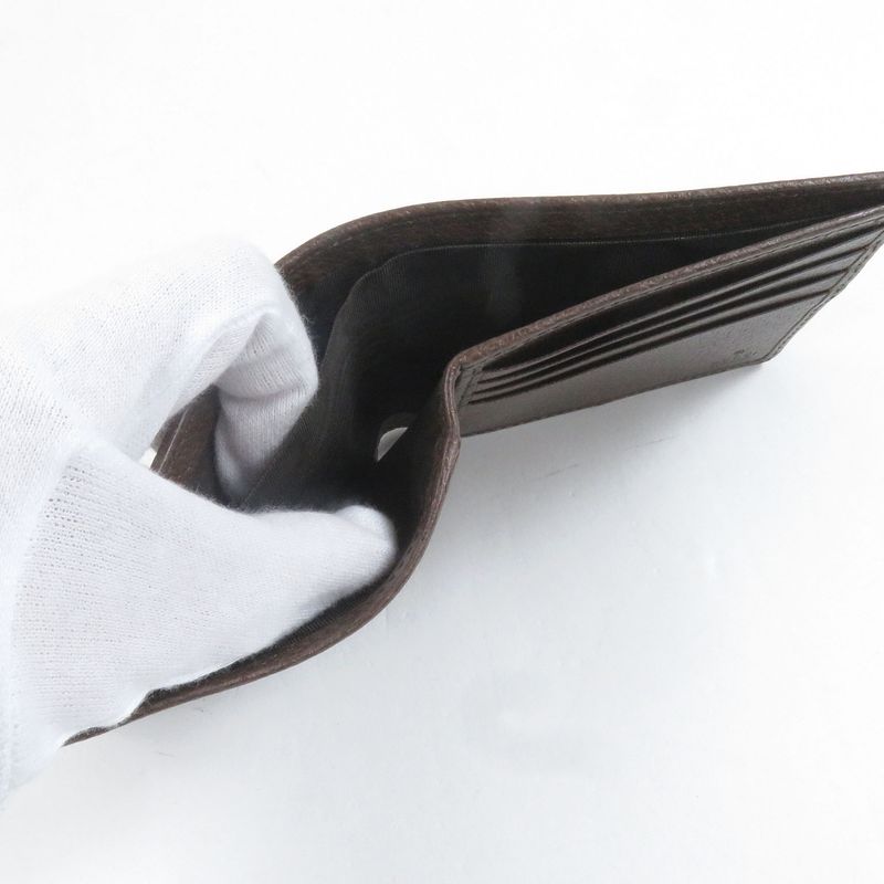 Gucci 699308 Canvas Leather Jumbo GG Compact Wallet Bifold Wallet Brown With