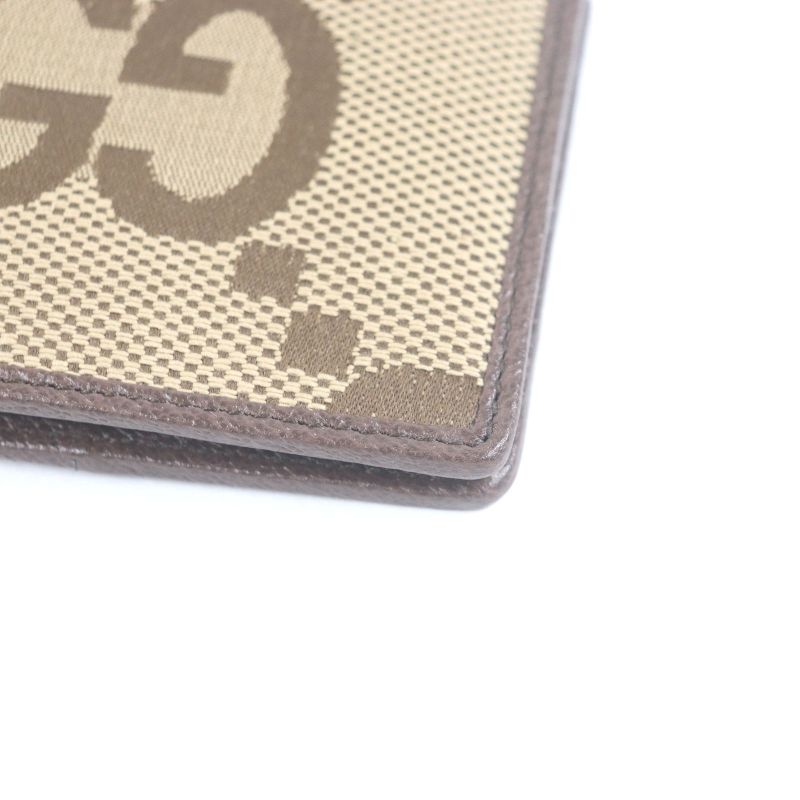 Gucci 699308 Canvas Leather Jumbo GG Compact Wallet Bifold Wallet Brown With