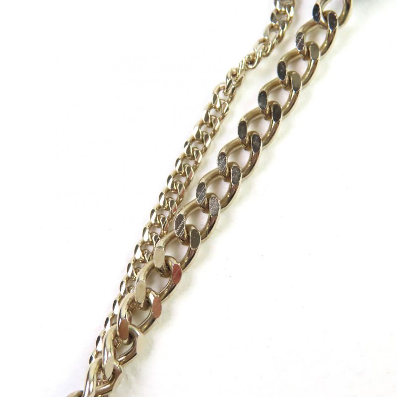 CHANEL D22B Ab9376 Rhinestone Coco Mark W Heart Chain Brooch Black Gold