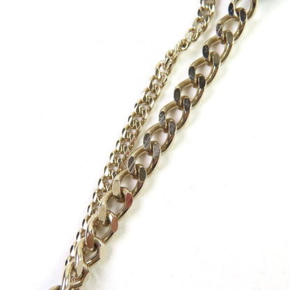 CHANEL D22B Ab9376 Rhinestone Coco Mark W Heart Chain Brooch Black Gold