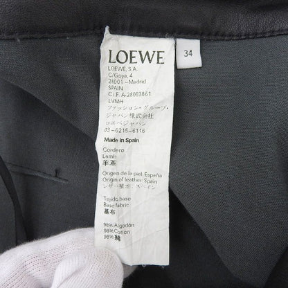 LOEWE Leather Stretch Mid-rise Lamb Leather Skinny Pants With Logo Patch Black