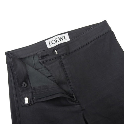 LOEWE Leather Stretch Mid-rise Lamb Leather Skinny Pants With Logo Patch Black