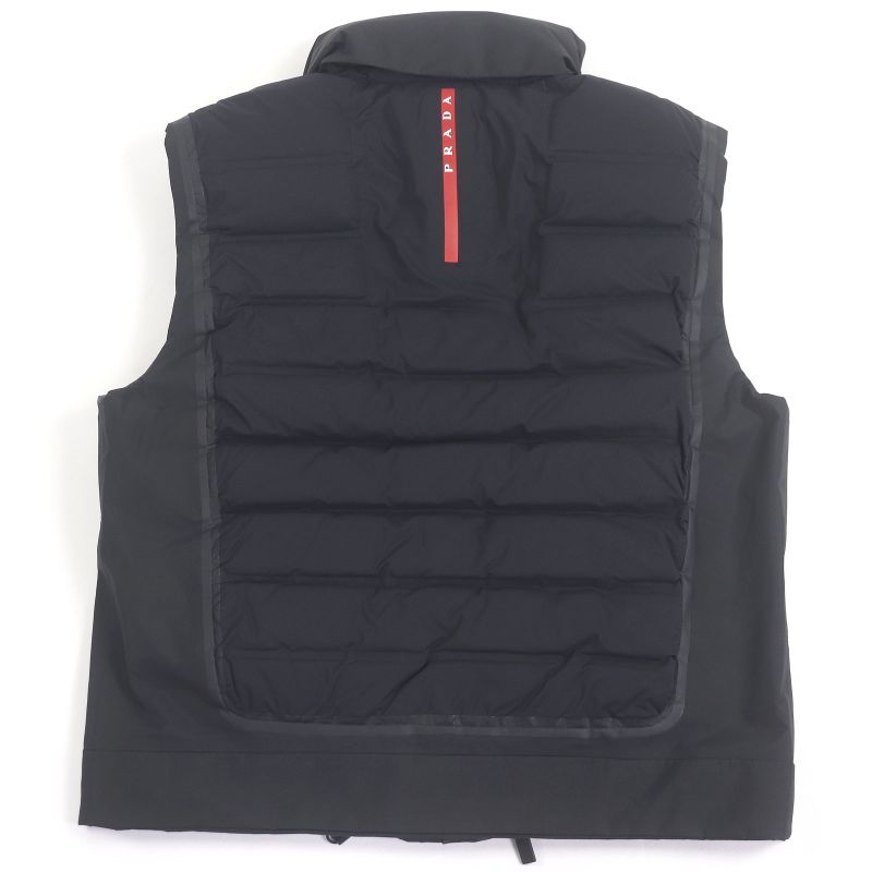 Prada 21AW Recycled Polyester Hooded Down Vest Black M With Hanger And Garment