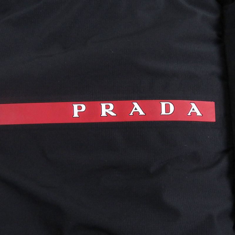 Prada 21AW Recycled Polyester Hooded Down Vest Black M With Hanger And Garment