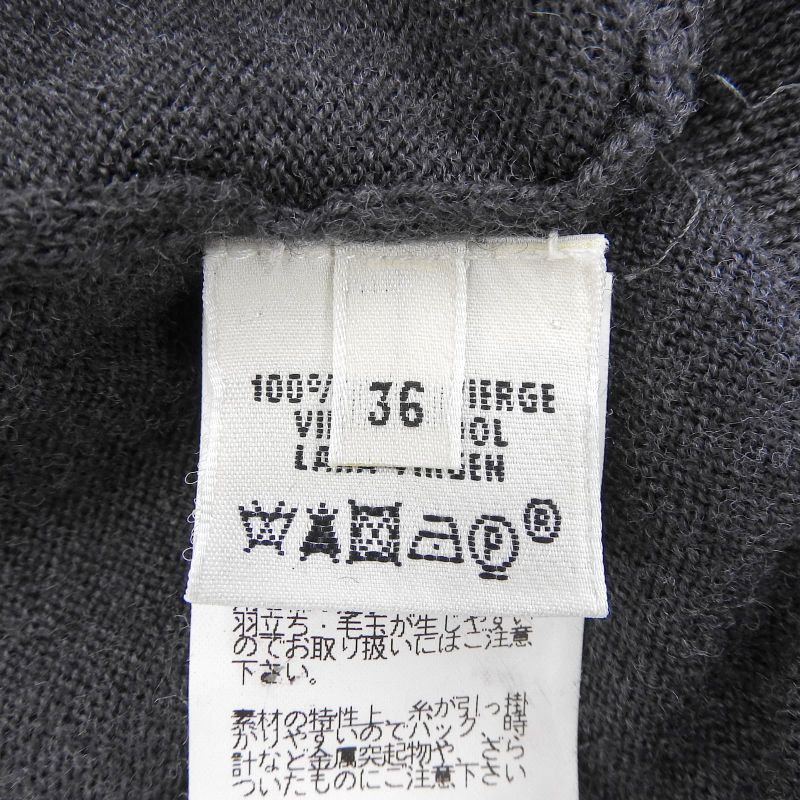 Hermes 100% Wool Hemline Crew Neck Sweater Short Sleeve Knit Charcoal Gray 36