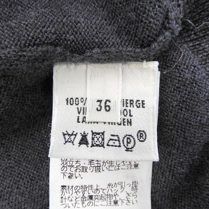 Hermes 100% Wool Hemline Crew Neck Sweater Short Sleeve Knit Charcoal Gray 36