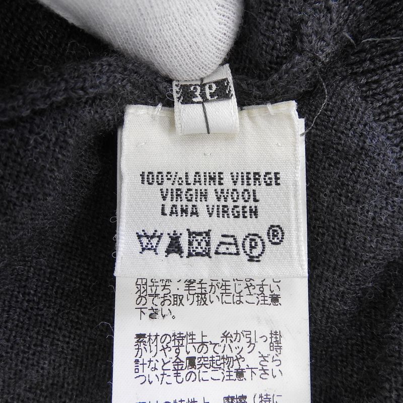 Hermes 100% Wool Hemline Crew Neck Sweater Short Sleeve Knit Charcoal Gray 36