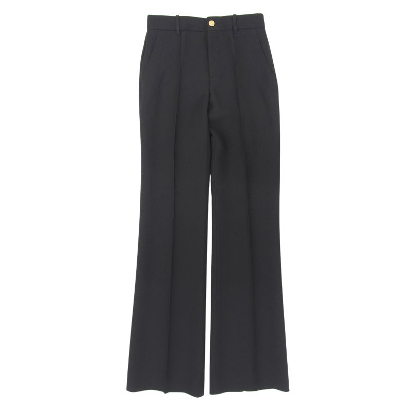 Gucci 609657 Silk Wool Center Press Pants With Interlocking G Buttons Black 38