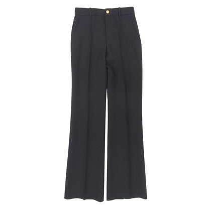 Gucci 609657 Silk Wool Center Press Pants With Interlocking G Buttons Black 38