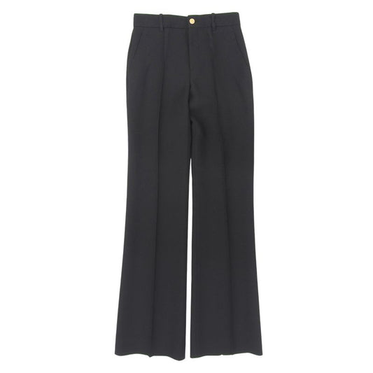 Gucci 609657 Silk Wool Center Press Pants With Interlocking G Buttons Black 38