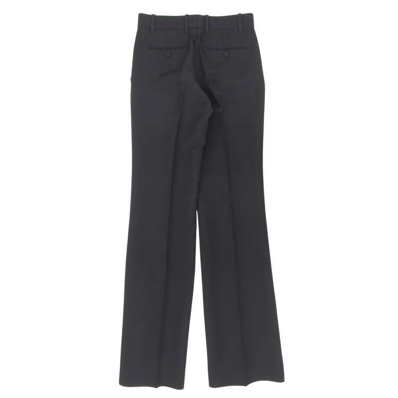 Gucci 609657 Silk Wool Center Press Pants With Interlocking G Buttons Black 38