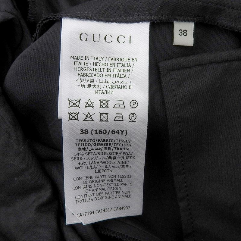 Gucci 609657 Silk Wool Center Press Pants With Interlocking G Buttons Black 38