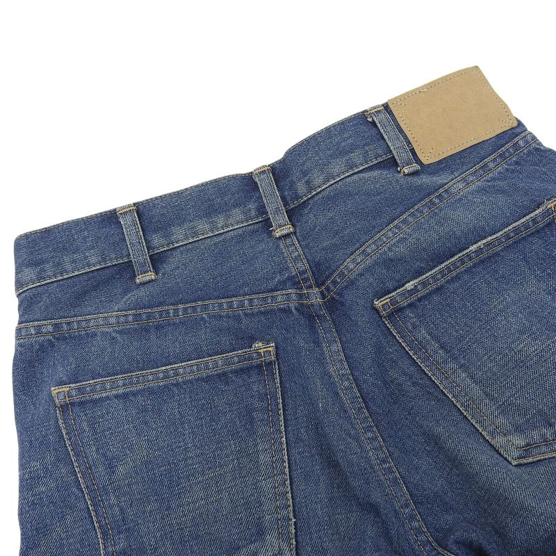 Celine N799 365M 07DU Button Fly Cut Off Denim Pants Indigo Blue 25 Made In