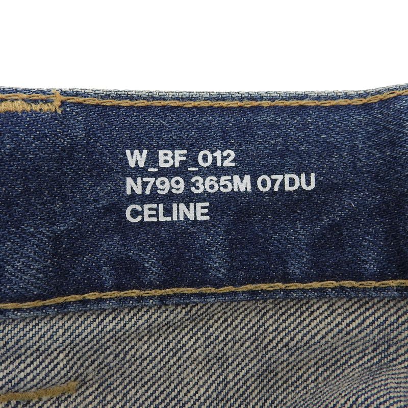 Celine N799 365M 07DU Button Fly Cut Off Denim Pants Indigo Blue 25 Made In