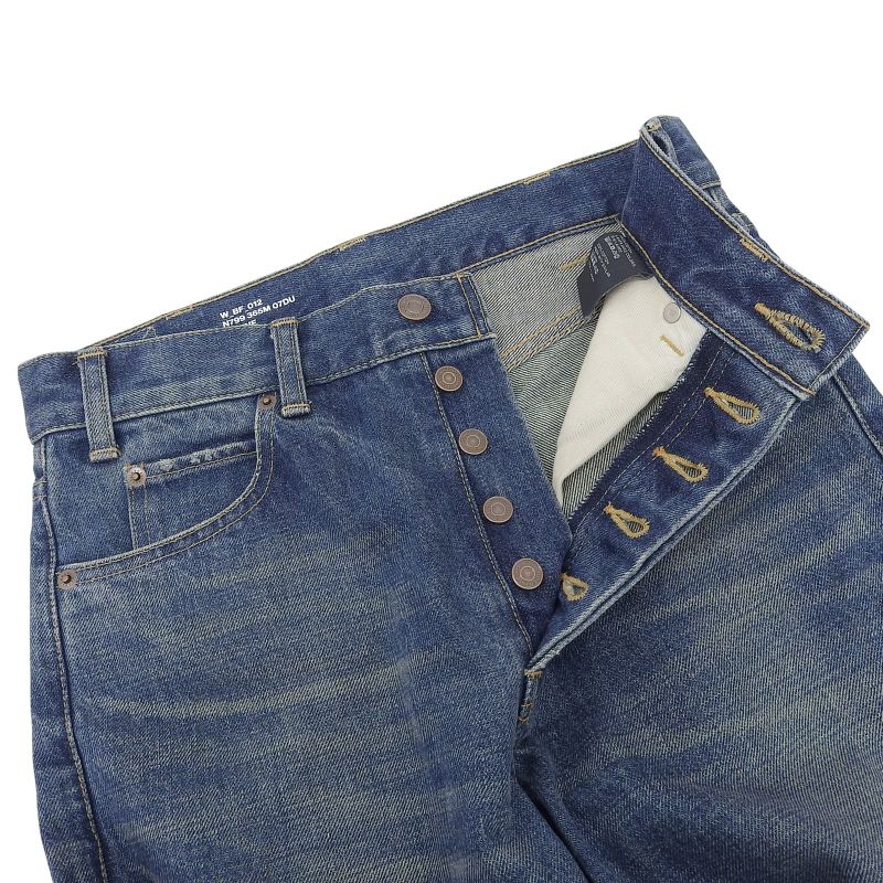 Celine N799 365M 07DU Button Fly Cut Off Denim Pants Indigo Blue 25 Made In