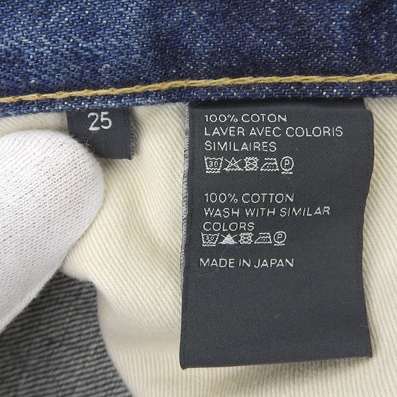 Celine N799 365M 07DU Button Fly Cut Off Denim Pants Indigo Blue 25 Made In