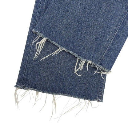 Celine N799 365M 07DU Button Fly Cut Off Denim Pants Indigo Blue 25 Made In