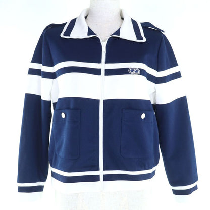 Gucci 634822 Zip Up Cotton Track Jacket With GG Logo Patch Blue White S Made