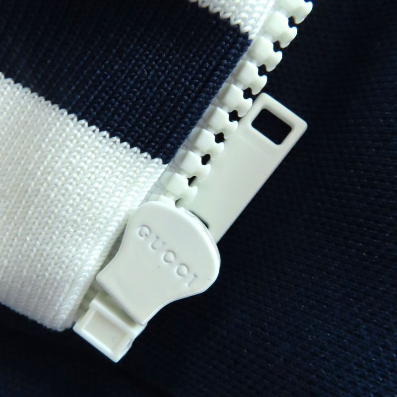 Gucci 634822 Zip Up Cotton Track Jacket With GG Logo Patch Blue White S Made