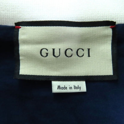 Gucci 634822 Zip Up Cotton Track Jacket With GG Logo Patch Blue White S Made