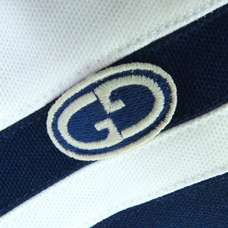 Gucci 634822 Zip Up Cotton Track Jacket With GG Logo Patch Blue White S Made