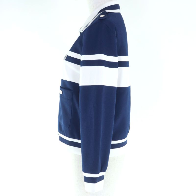 Gucci 634822 Zip Up Cotton Track Jacket With GG Logo Patch Blue White S Made