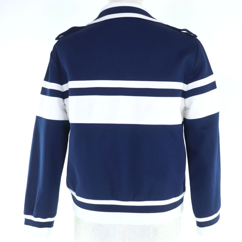 Gucci 634822 Zip Up Cotton Track Jacket With GG Logo Patch Blue White S Made
