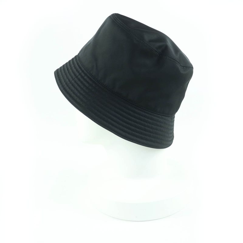Prada 2hc137 Re-nylon Triangle Logo Plate Triangle Plate Bucket Hat Black M